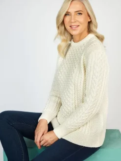 Unisex Merino Wool Aran Sweater Natural