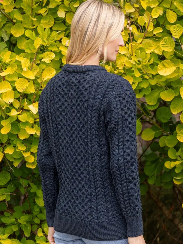 Unisex Merino Wool Aran Sweater - Blackwatch