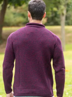 Unisex Roll Neck Sweater Merino Wool Dark Berry