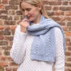 Wool and Cashmere Aran Scarf Sky Blue