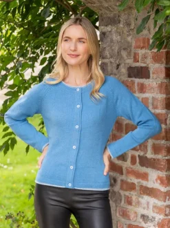 Wool and Cashmere Cardigan Azure Blue