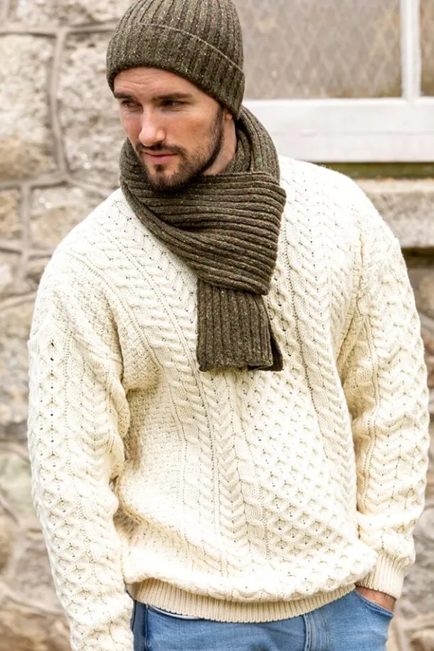 Wool and Cashmere Luxe ribbed scarf - forest green